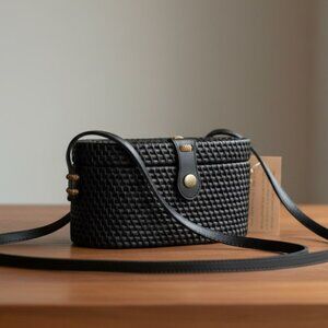 Bali Crossbody NWT Handcrafted Ata Grass Black Purse 100% Rattan Floral Lining